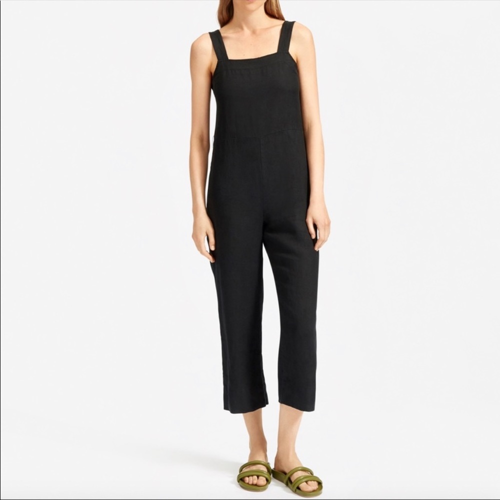 Everlane Black Square‑Neck Cropped Jumpsuit